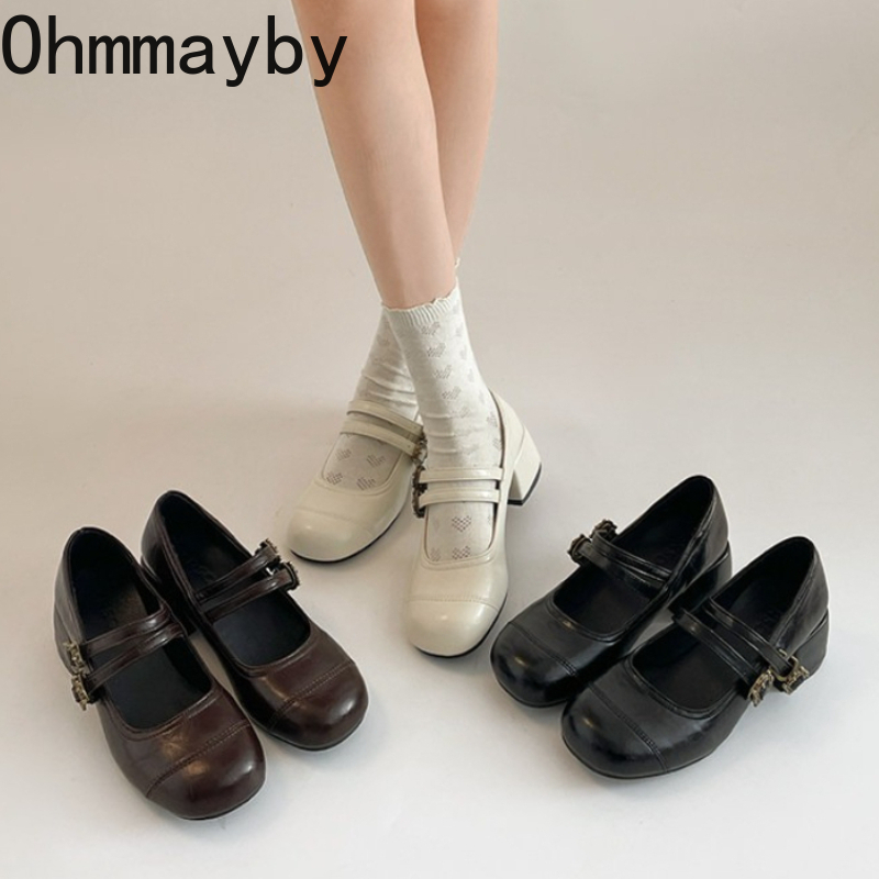 Vintage Outdoor Fashion - ヴィンテージ厚底メリージェーンシューズ ファッションメタルバックルストラップシューズ レディース アウトドア エレガントドレスパンプス 2026年春新作