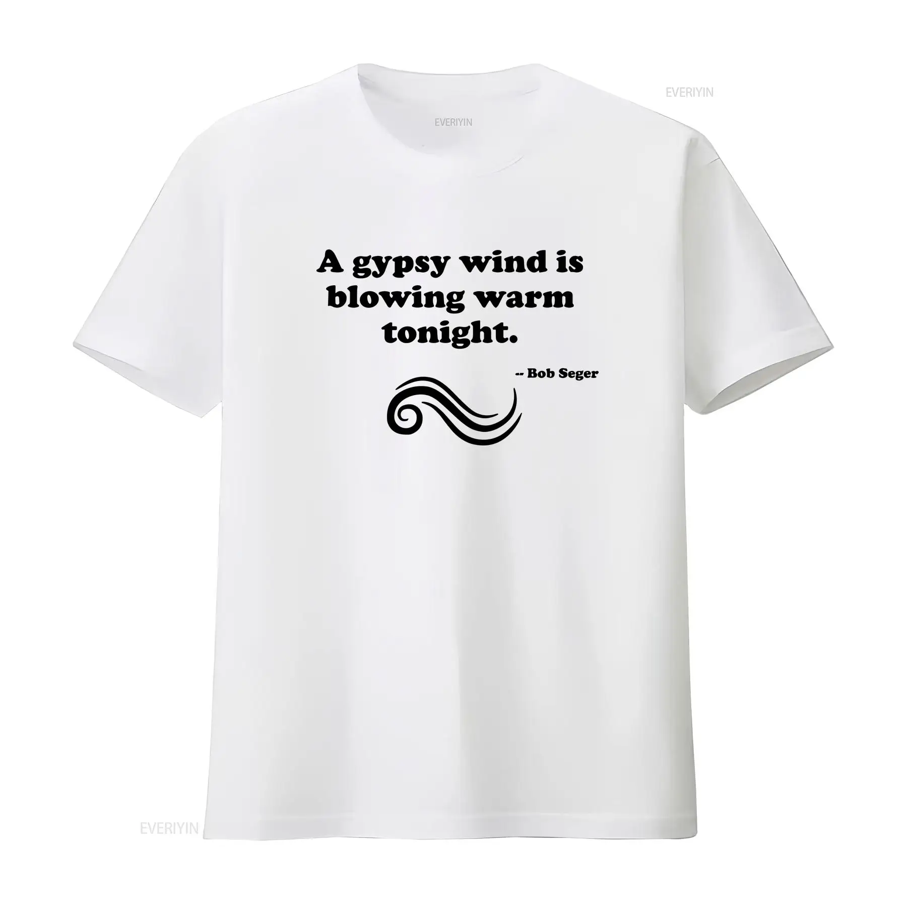 Vintage Fashion Quotes - ロック音楽ファン向け、子供用ボブ・セガー「ジプシー・ウィンド・ブローイング」プリントTシャツ。若者向け、男女兼用、ヴィンテージ風、ウォッシュ加工、メンズファッション。