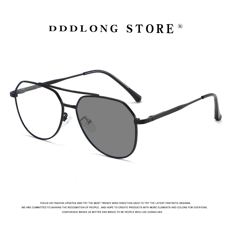 Vintage Fashion Enthusiasts - DDDLONG レトロパンクファッションパイロットフォトクロミックサングラス女性男性メタル眼鏡クラシックヴィンテージ UV400 アウトドアシェード D679