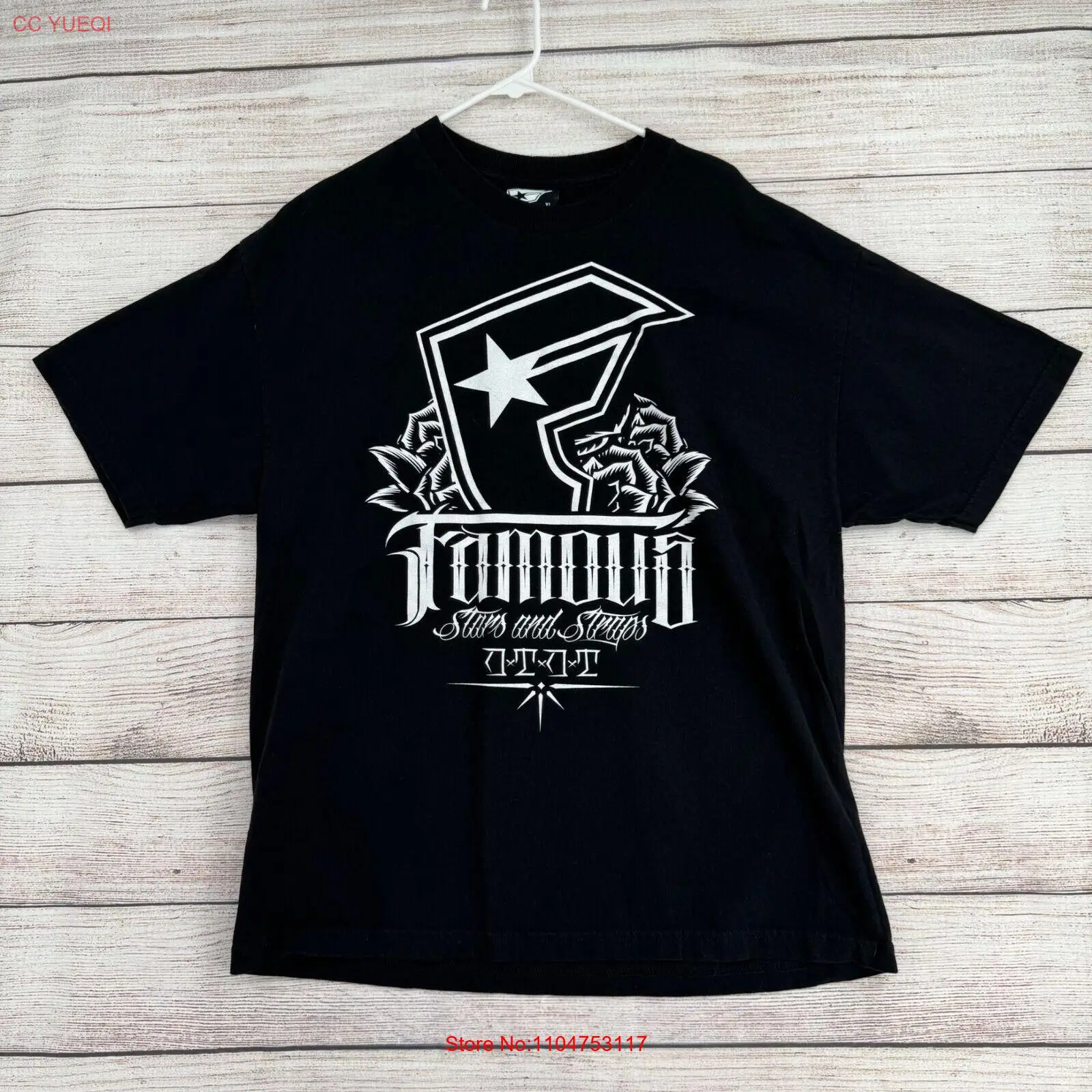 Vintage Fashion Jersey - ヴィンテージ有名な星とストラップロゴ T シャツメンズサイズ XL ブラックヴィンテージウォッシュファッション通気性スタイリッシュなデザイナー服