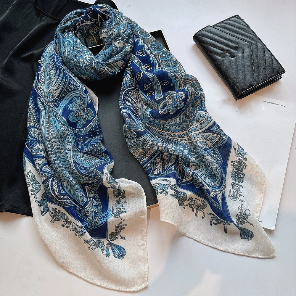 130 センチメートルブルースクエアスカーフ女性大ショールヴ - Vintage Outdoor Fashion のレビューと価格