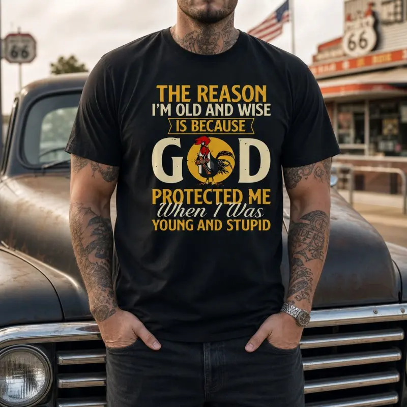 メンズ ヴィンテージ風 鶏の言葉をプリントしたTシャツ -  - Vintage Fashion Quotes のレビューと価格
