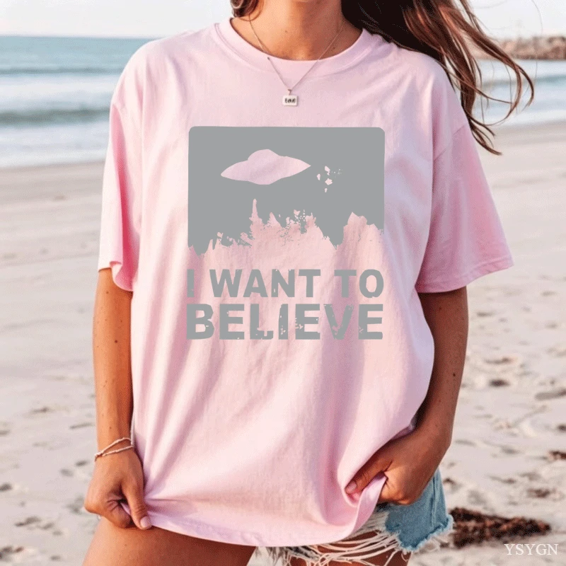「信じたい」ヴィンテージUFOフォレスト柄Tシャツ。レディー - Vintage Fashion Quotes のレビューと価格